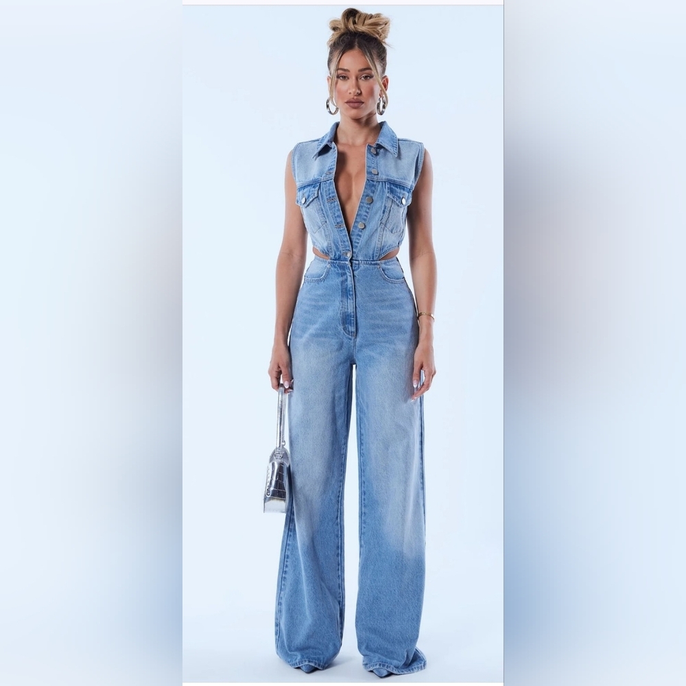 FASHION NOVA - Baylin Denim Jumpsuit
